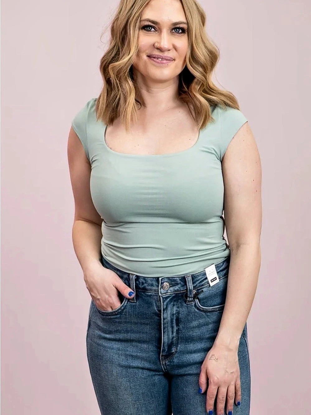 Second Skin Square Neck Top - Built in cups